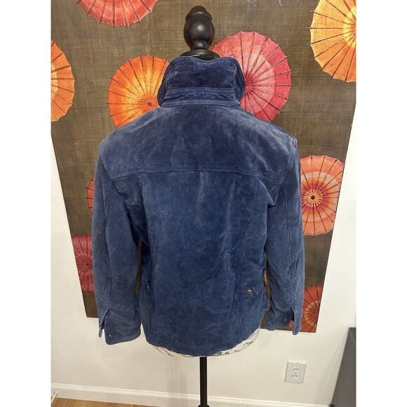 Vintage Blue Suede Jacket w/Snaps Western Chic Casual Lux Sz PL - Picture 3 of 5
